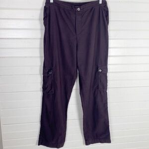 CP Shades 100% Cotton Purple Pull-On Cargo Pants Size Large